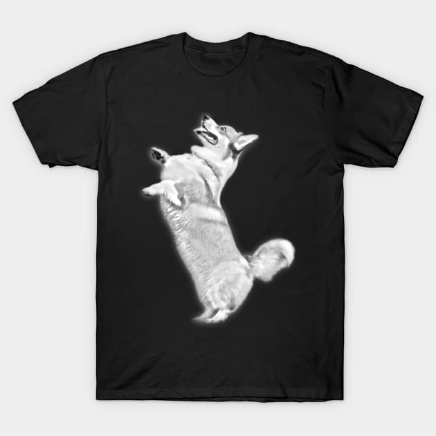 Pembroke Welsh Corgi Jump Design T-Shirt by Kawaii Sketch